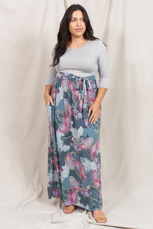 Plus Sash Maxi Dress With Pockets