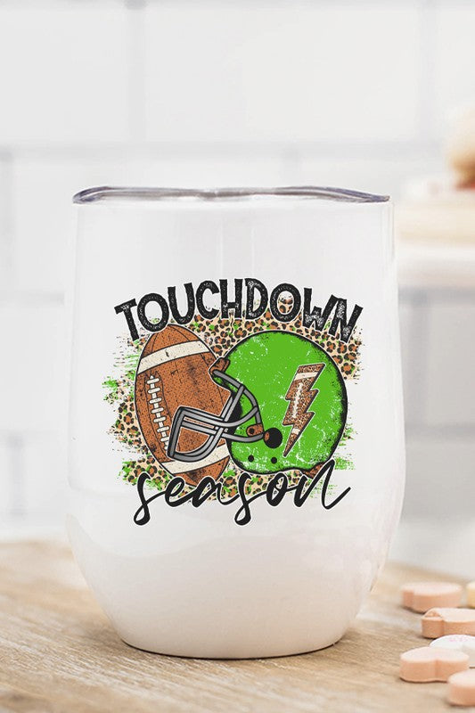 Game Day Green Helmet Touchdown Season Wine Cup