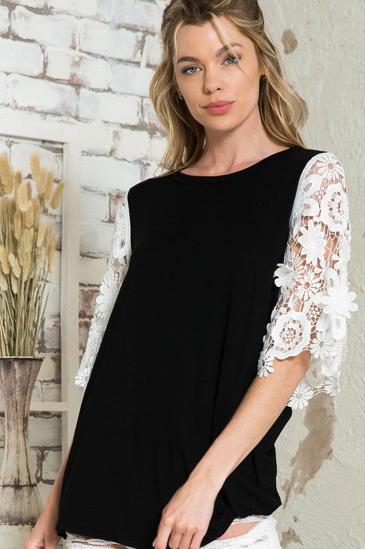 LACE SLEEVES TOP